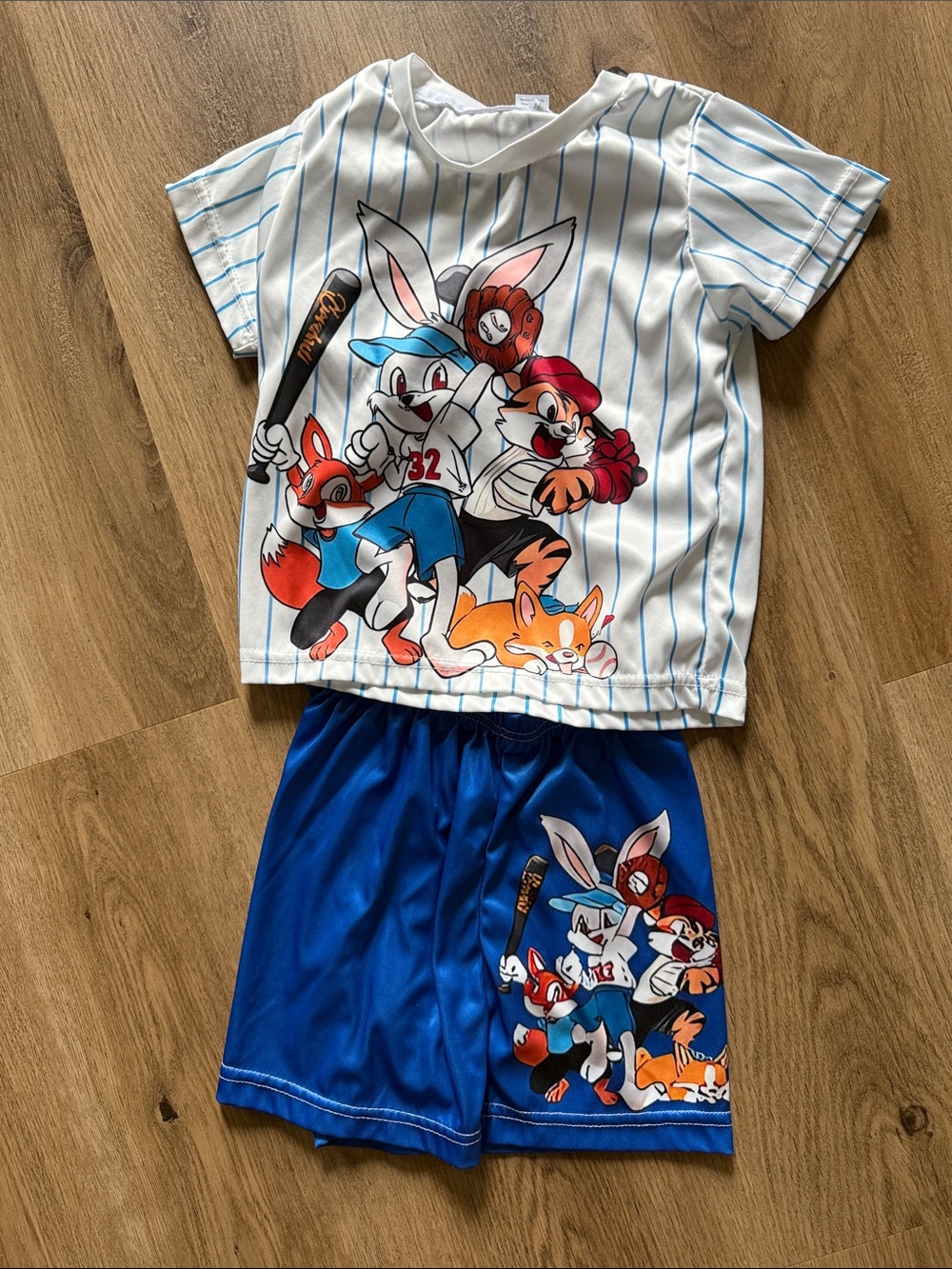 Toddler two piece Blue Bunny & Fox Baseball set